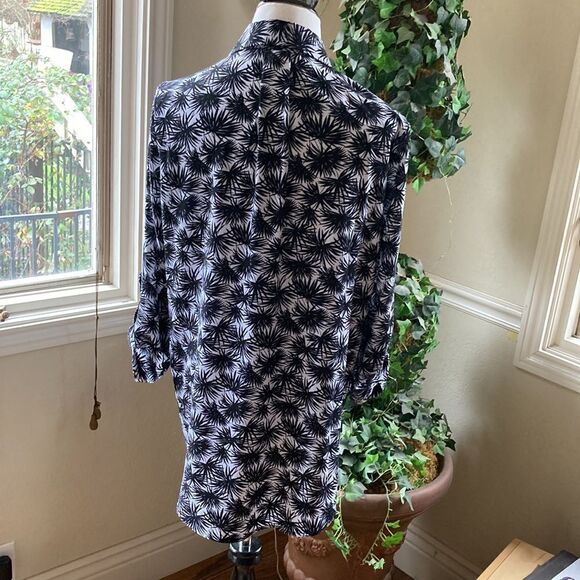 Michael Kors Quarter Zip Black & White Tab Sleeves Long Line Tunic Size L - Picture 2 of 10